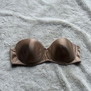 Vintage Jessica Nude Strapless Satin Bra | Size 36C | Padded Support |